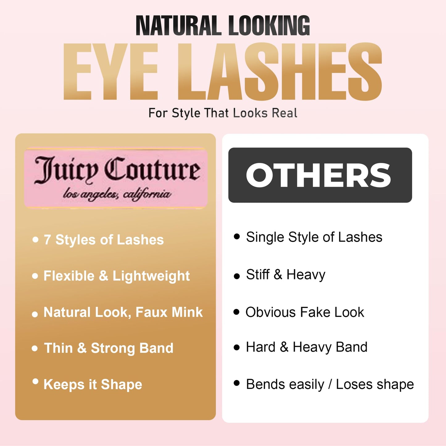Juicy Couture Faux Mink Eyelashes Variety Pack, 14 Pairs with Glue and Applicator