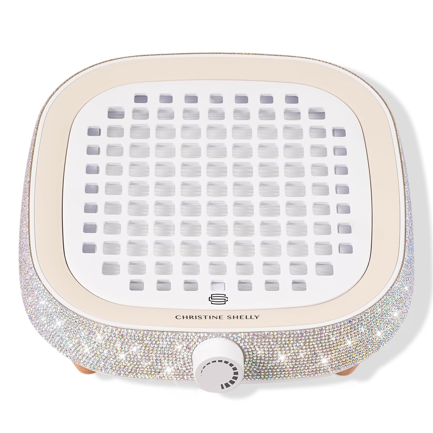 CHRISTINE SHELLY Nail Dust Collector, Mini Bling Crystal Diamond Compact 6000RPM Powerful Vacuum Fan Vent Dust Collector Extractor Dust Suction Machine for Acrylic Nails Polishing, Fast Charging