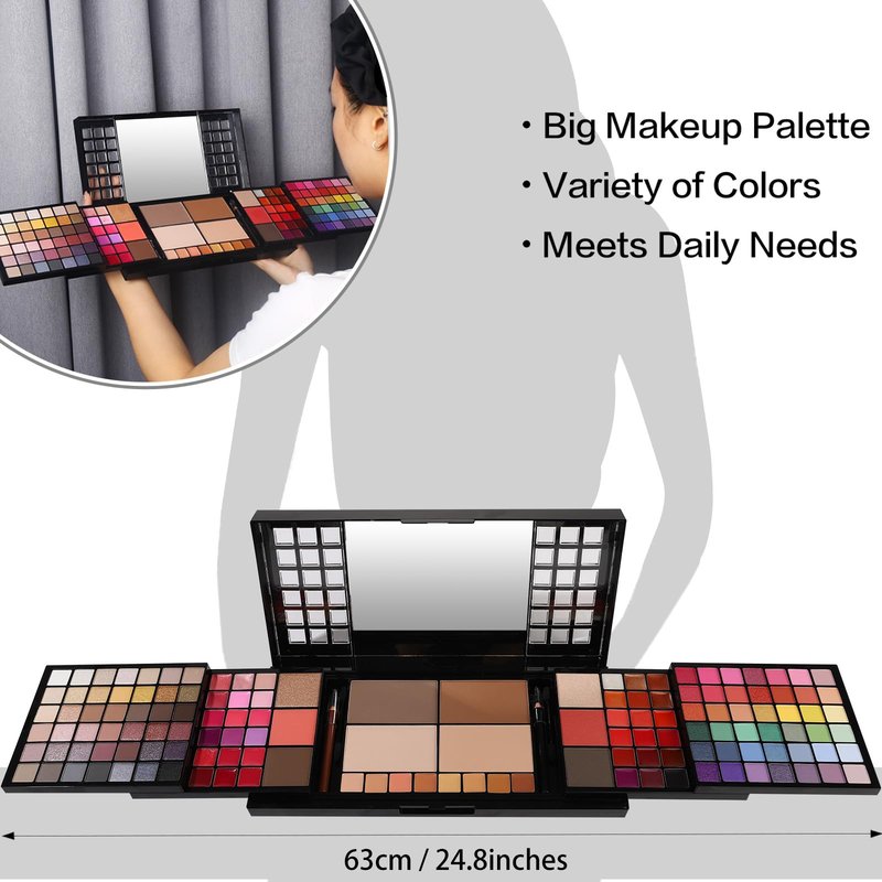 CHARMCODE All in One Makeup Kit, Makeup Kit for Women Full Kit, Make Up Christmas Gift Set for Teen Girls- Eyeshadow Palette,Lip Gloss,Concealer,Highlighter,Blush,Eyeliner,Brow Powder & Contour