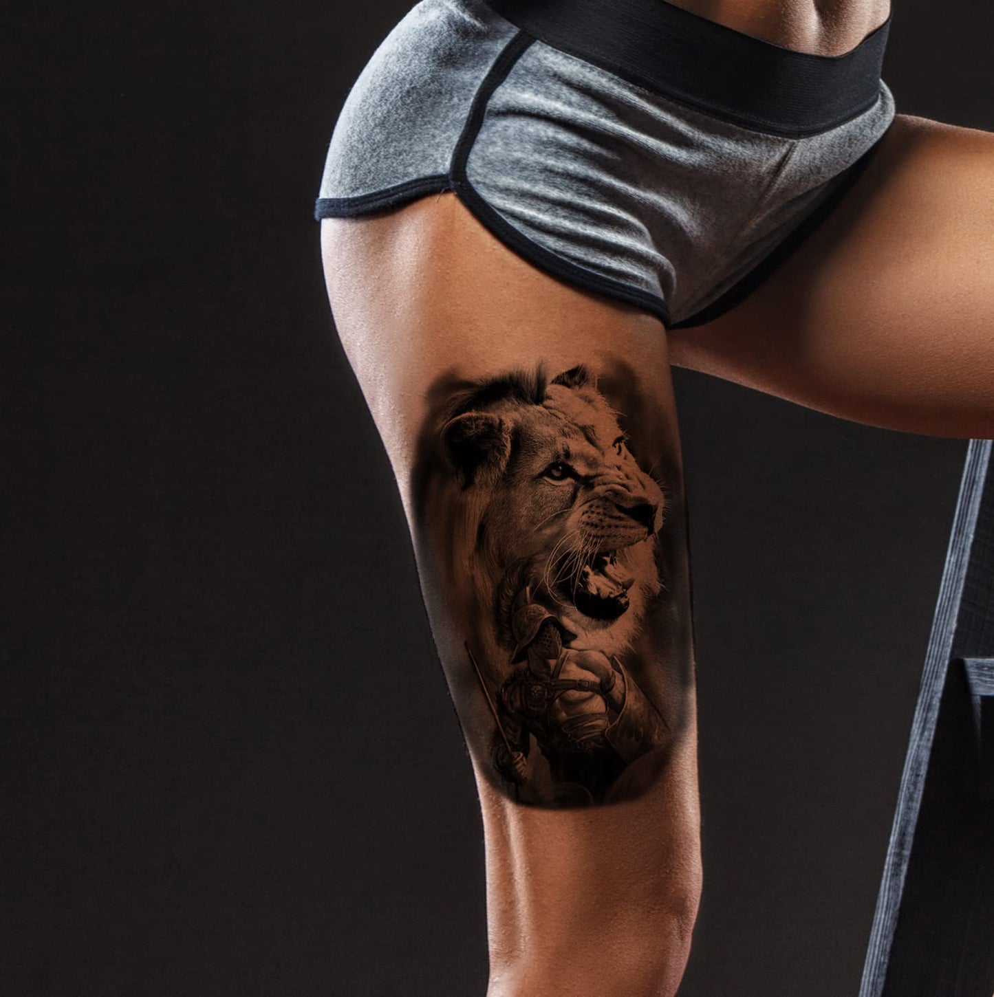 PADOUN Temporary Tattoos Animal, 6-Sheet Wolf Lion Large Temporary Tattoo for Men, Waterproof Long Lasting Tattoos Realistic Fake Tattoos for Women Kids
