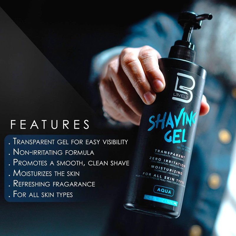 L3 Shaving Gel - Non-Irritating Straight Razor Shave Gel for Smooth Shaves | Refreshing Aqua Scent