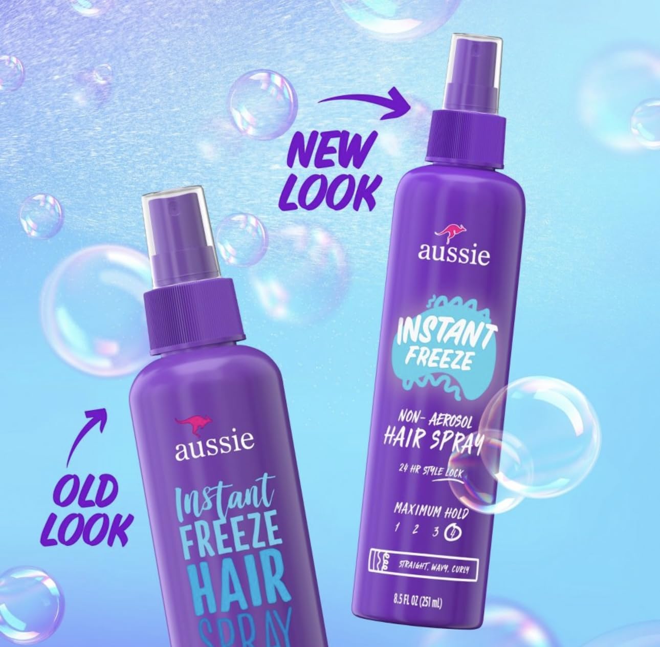 Aussie Instant Freeze Non-Aerosol Hairspray 8.5 Oz (Pack of 3)