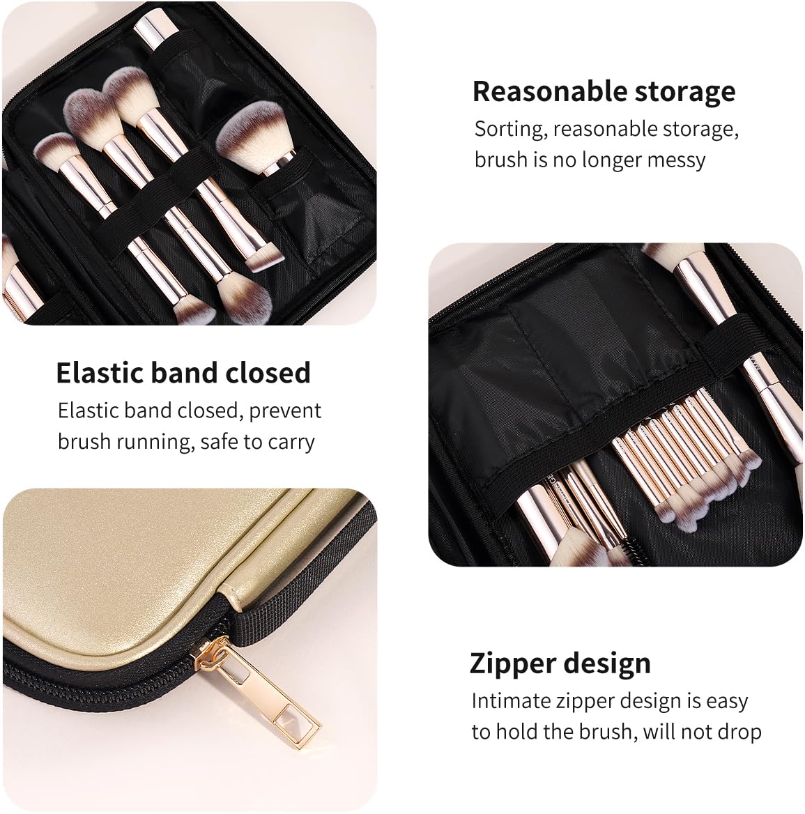 Makeup Brush Set - 20 PCS Double-Ended Kabuki & Foundation Brushes | Gold Case for Blending & Contouring