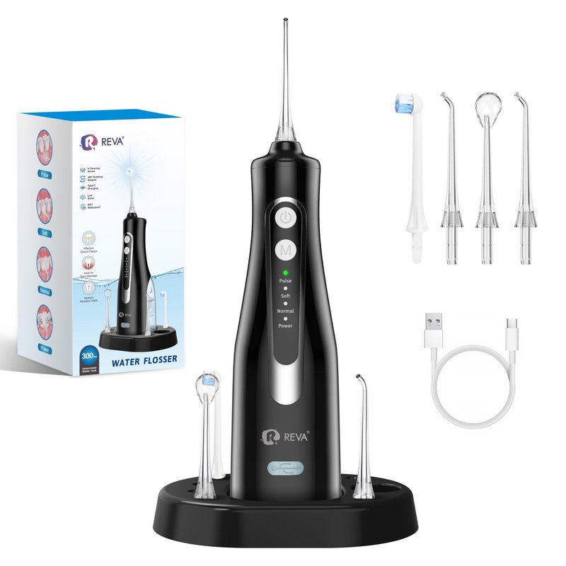 Cordless Oral Irrigator Water Flosser for Teeth, Gums & Braces - 4 Modes, 300ML Tank, 360° Rotatable Nozzle, IPX7 Waterproof, USB Rechargeable 2000mAh Battery for Home & Travel (M149 Pro - Black)