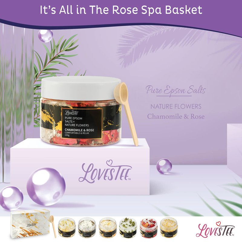Christmas Epsom Salt Spa Gift Set of 6 Bath Salts - Coconut Vanilla, Jasmine Osmanthus, Eucalyptus Mint, Lavender Honey, Chamomile Rose, Grapefruit Lemon for Bath Gift Set for Women Baskets