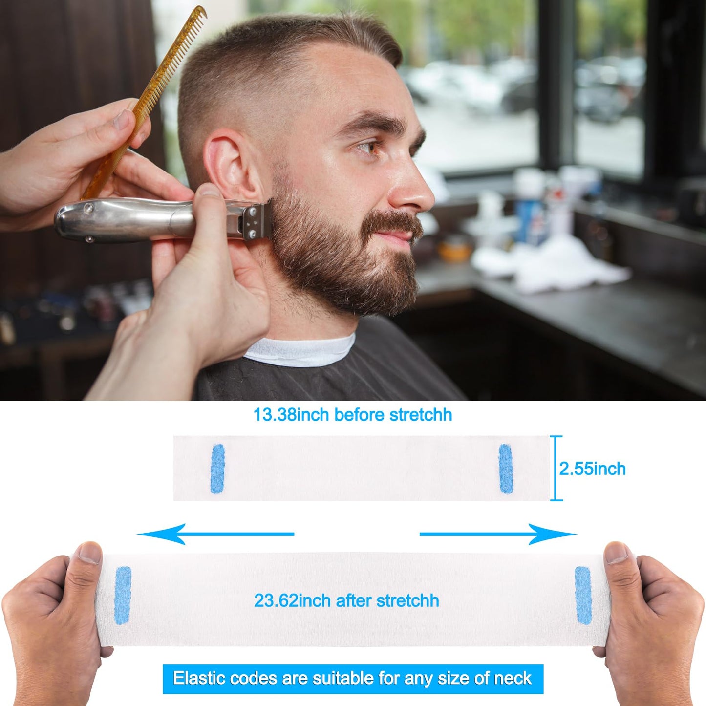 NICEMOVIC 20 Rolls Disposable Barber Paper Neck Strips Bulk Barber Accessories, Professional Barber Supplies Stretchy Paper Neck Strips for Salon Haircut Styling