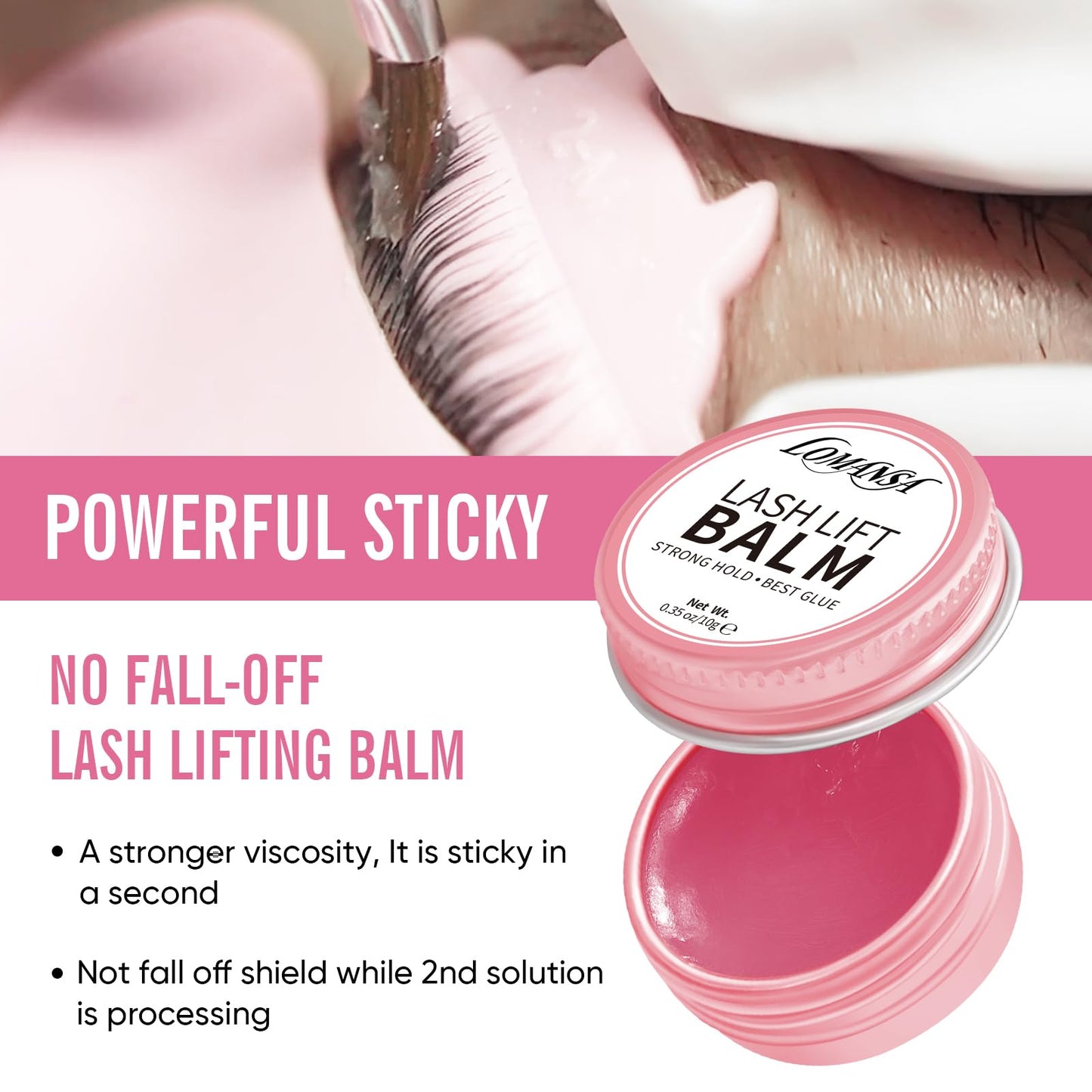 Lomansa Lash Lift Glue Korean Lash Lift Balm Glue Eyelash Perm Balm Fruit Flavor Lifting Curling Gel for Lash Perm Kit 10g (Rose)