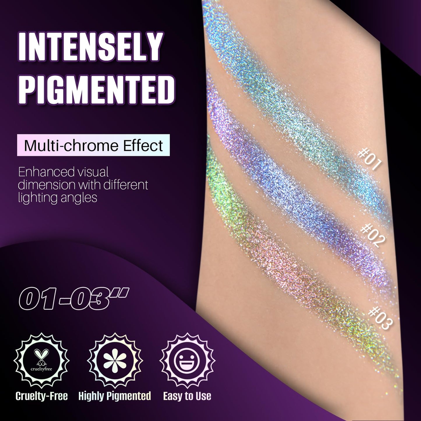 CHARMACY Multichrome Glitter Eyeshadow, Intense Color Shifting Creamy Eye Shadows, Highly Pigmented, Metallic Shimmer Eyeshadow #812