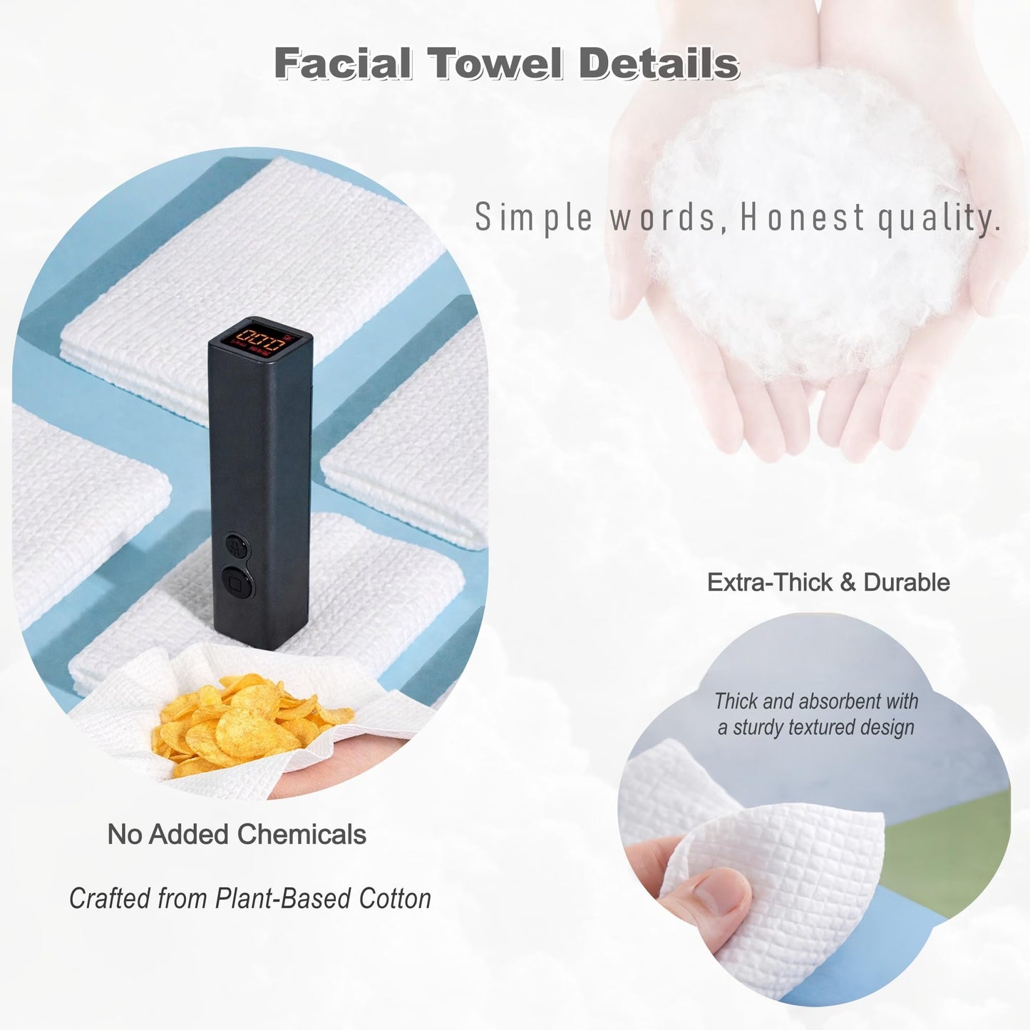 GentlGlow Disposable Face Towels, Clean Facial Towels, Multi-purpose Towels for Makeup Remover, Travel Towel, Facial Wash And Dry, Skincare, Daily Cleaning, 4 Pack (280 Count) 8 x 8 Inches