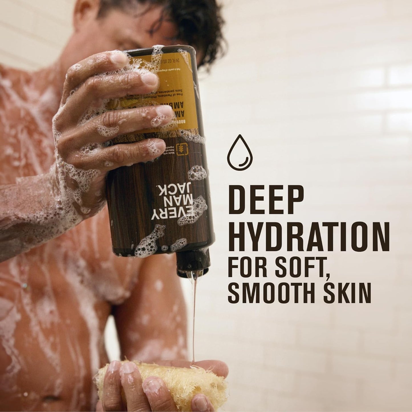 Every Man Jack Amber & Sandalwood Body Wash - Hydrating Formula for All Skin Types | 24oz (Pack of 2)
