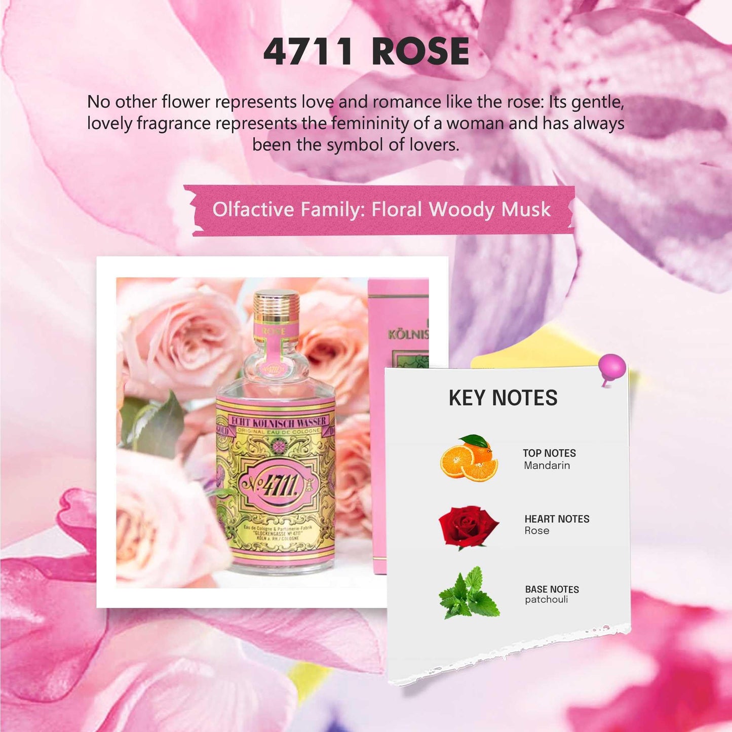 4711 Floral Collection Rose by Muelhens for Women - 3.4 oz EDC Spray