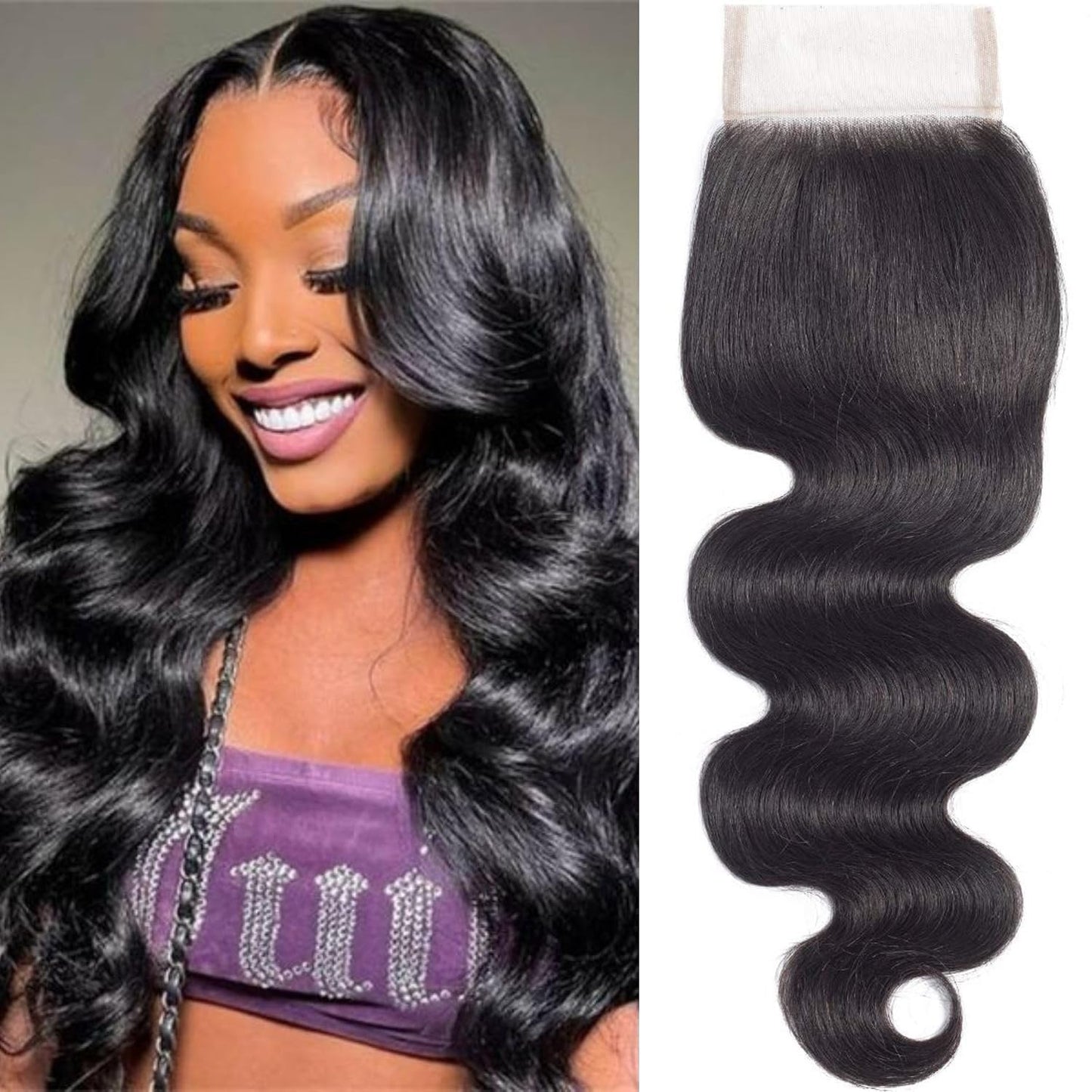 Transparent HD Lace Closure Body Wave Invisible Ultra-thin 4x4 Closure Brazilian Raw Virgin Human Hair Pre Plucked Natural Black 4x4 Lace Closure 18 Inch