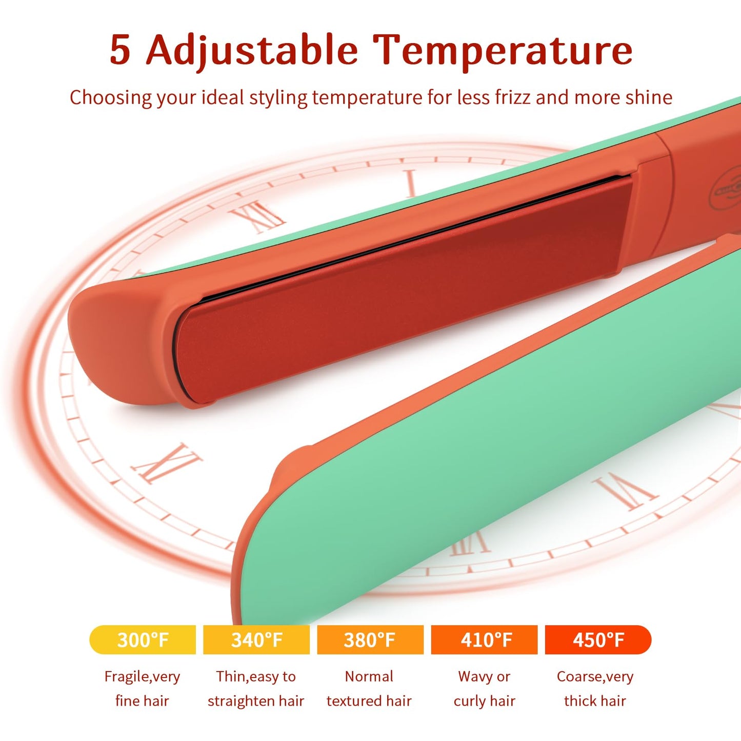 ALEELAI Flat Iron Hair Straightener and Curler, 2-in-1 Ceramic Styling Tool with Floating Plates, Fast Heat-Up, Adjustable Temperature, Dual Voltage for Travel & Home Use