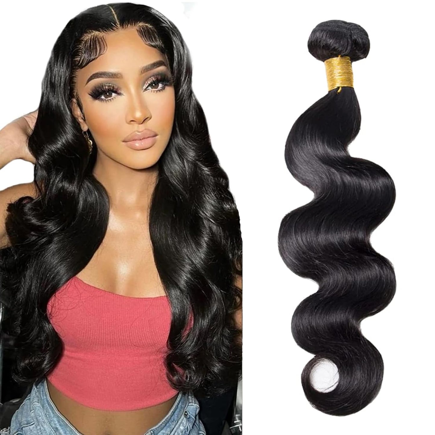 Body Wave Human Hair Extensions - 22 Inch 10A Grade Brazilian Virgin Hair | Natural Black