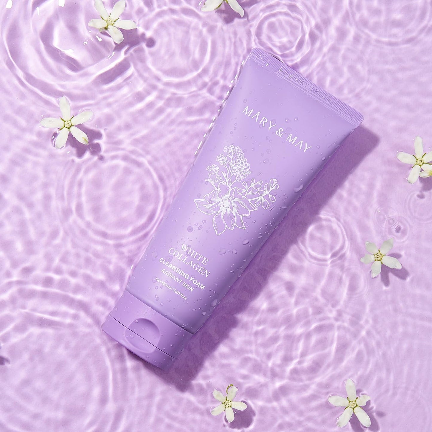 Mary&May White Collagen Cleansing Foam Duo Twin Pack - Deep Cleansing, Hydrating Formula for Firm and Radiant Skin with Niacinamide - Korean Skincare, EWG Green Grade, Hypoallergenic, 10.14 Fl Oz
