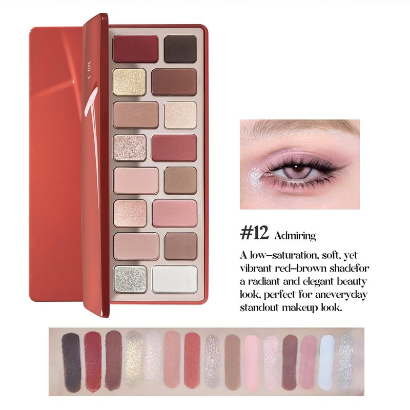 16-Color Velvet Rose Eyeshadow Palette - Natural Nudes, Smoky Shades & Bold Accents | Ultra-Blendable Matte, Shimmer & Glitter Finishes
