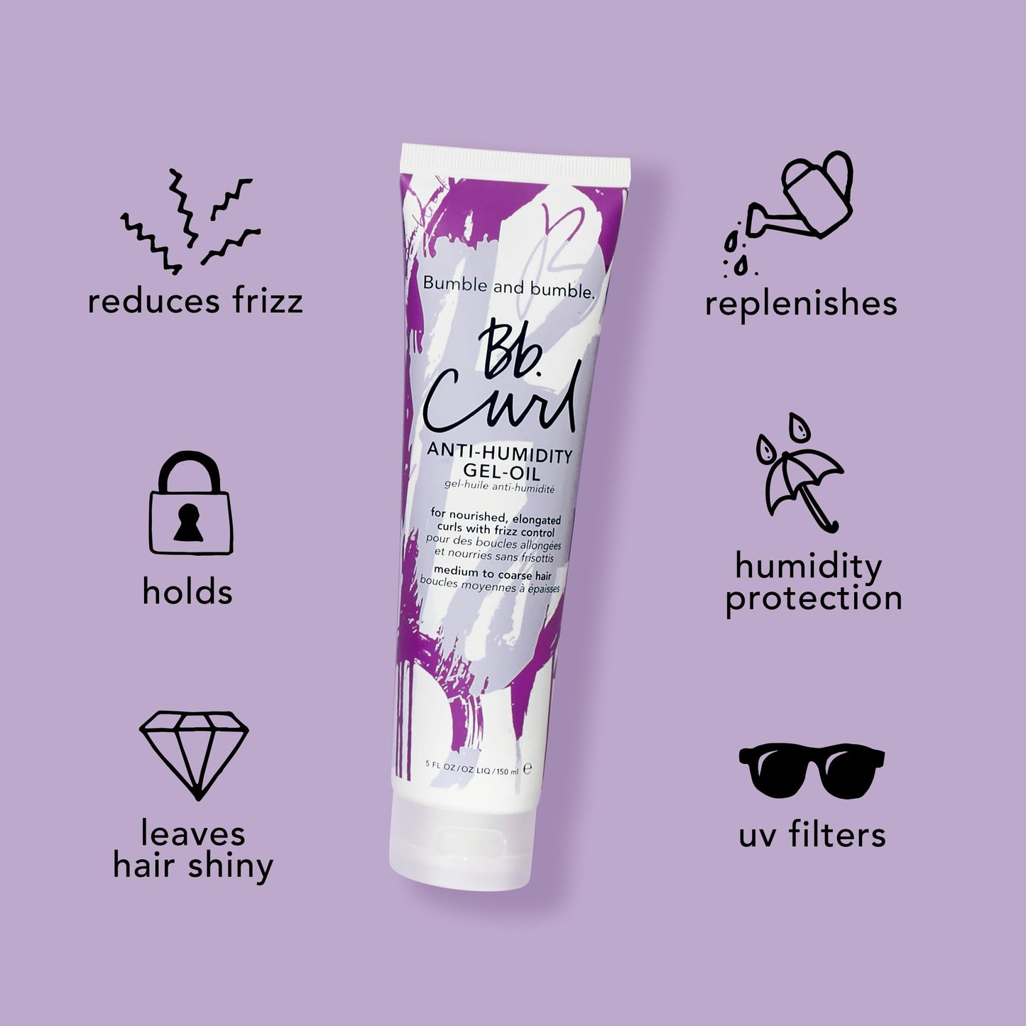 Bumble and bumble. Curl Anti-Humidity Gel-Oil | Anti Frizz | Adds Bounce, Shine, Moisture |For Medium to Thick Coily, Curly Hair | With Jojoba, Avocado + Coconut Oil | Standard Size, 5 Fl Oz