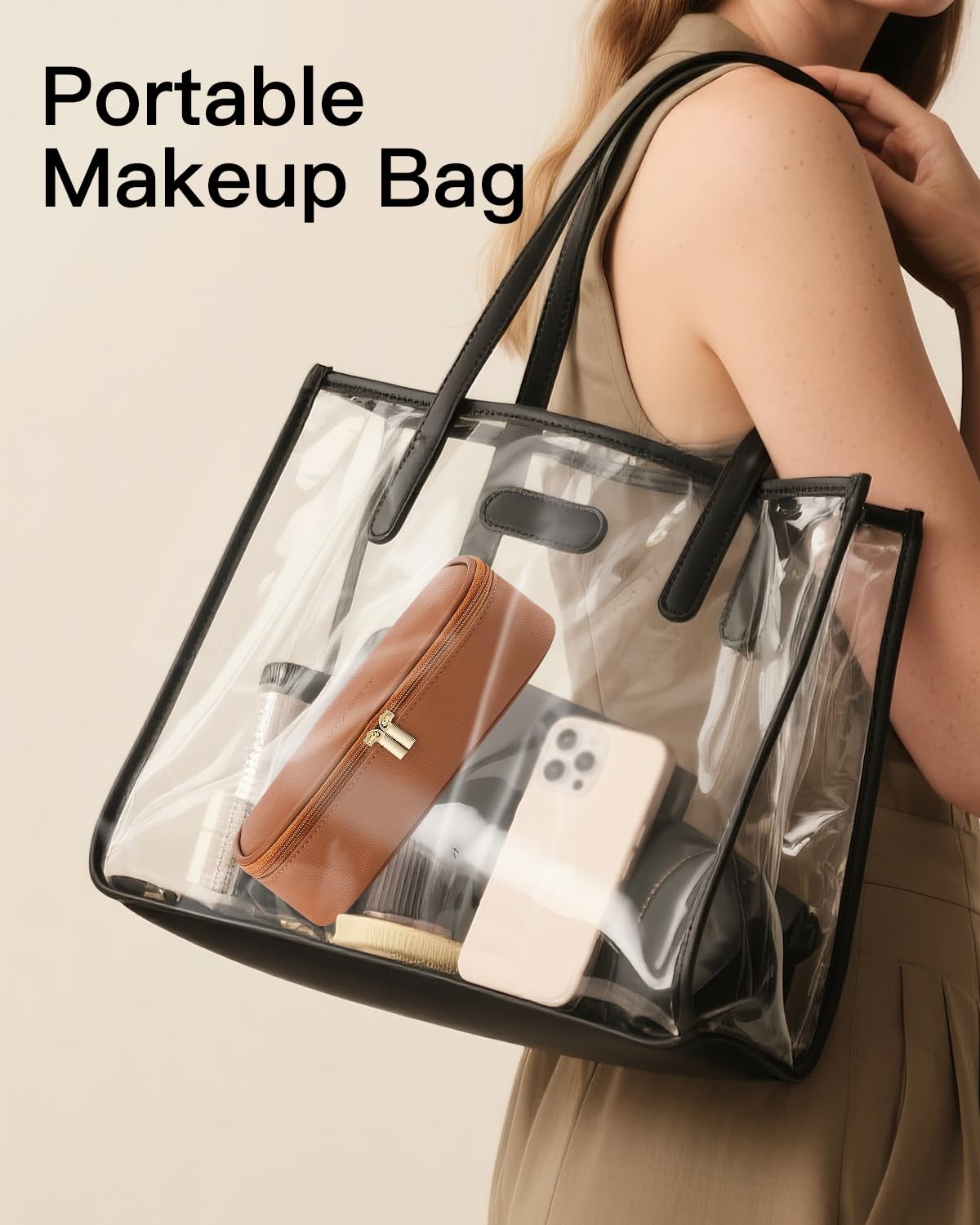 VLANDO Travel Makeup Bag,Small Travel Make up Cosmetic Bag,PU Leather Makeup Organizer Bag
