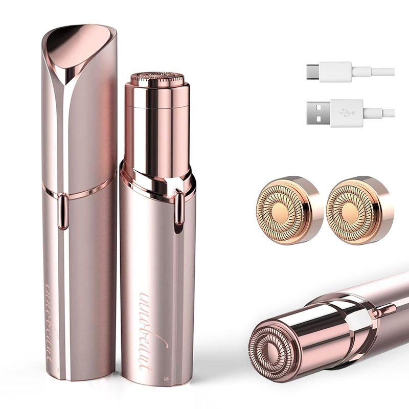 innobeaut Facial Hair Removal for Women, Electric Painless Facial Hair Remover for Face, Lip, Chin with USB Rechargeable and 2 Replacement Heads,Rose Gold