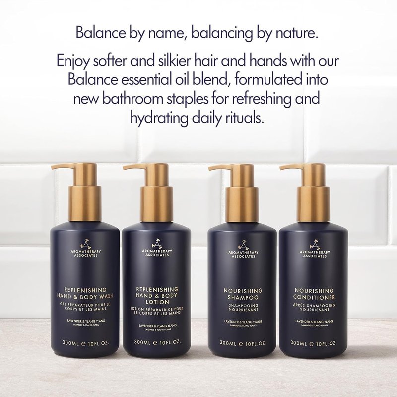 Aromatherapy Associates Balance Replenishing Shampoo, Hydrating Vegan Shampoo for Women and Men with Lavender & Ylang Ylang, Daily Hair Care for Oily or Dry Hair, 10 fl oz