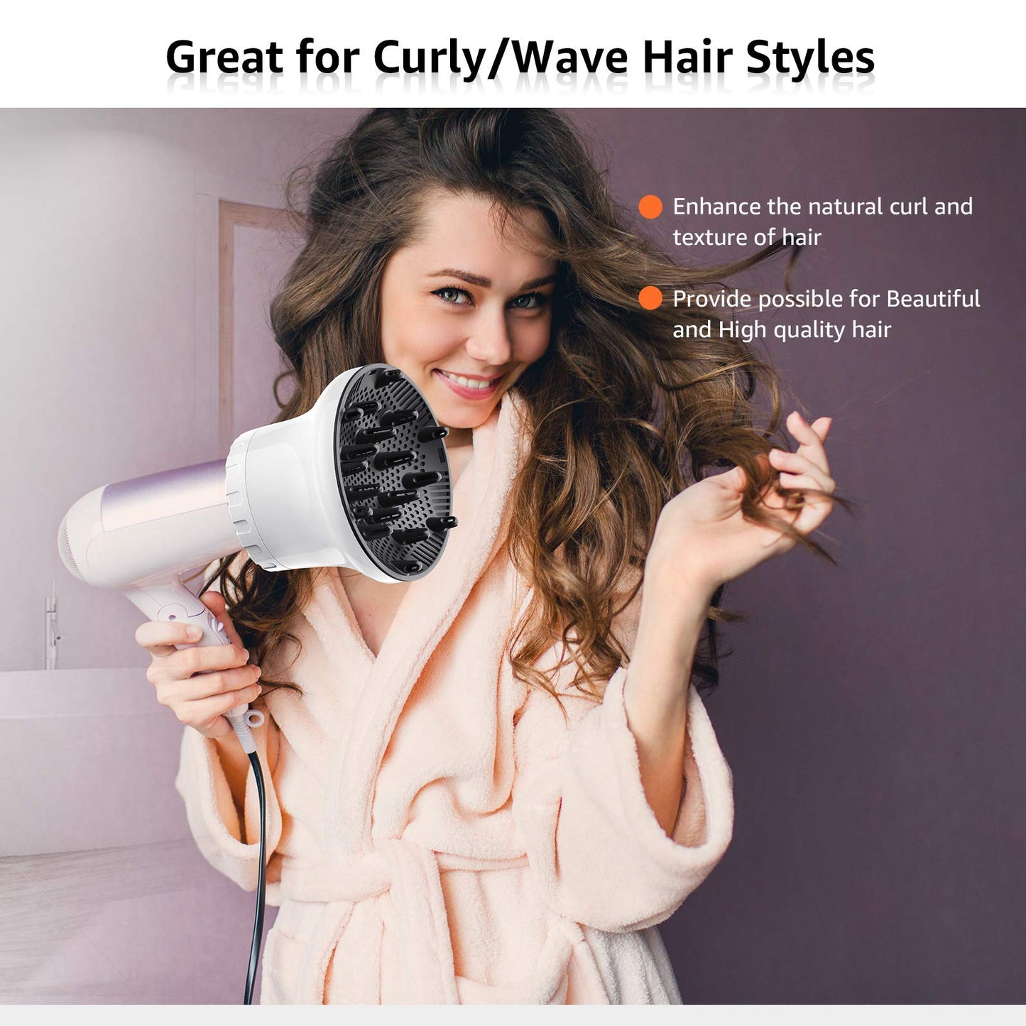 Universal Hair Diffuser Hair Dryer Diffuser Attachment for Curly Wave Thick and Nature Hair Profession Blow Dryer Diffuser Attachment Use Honeycomb Element Adjustable to 1.4-2.6 inch for Dryer Nozzle