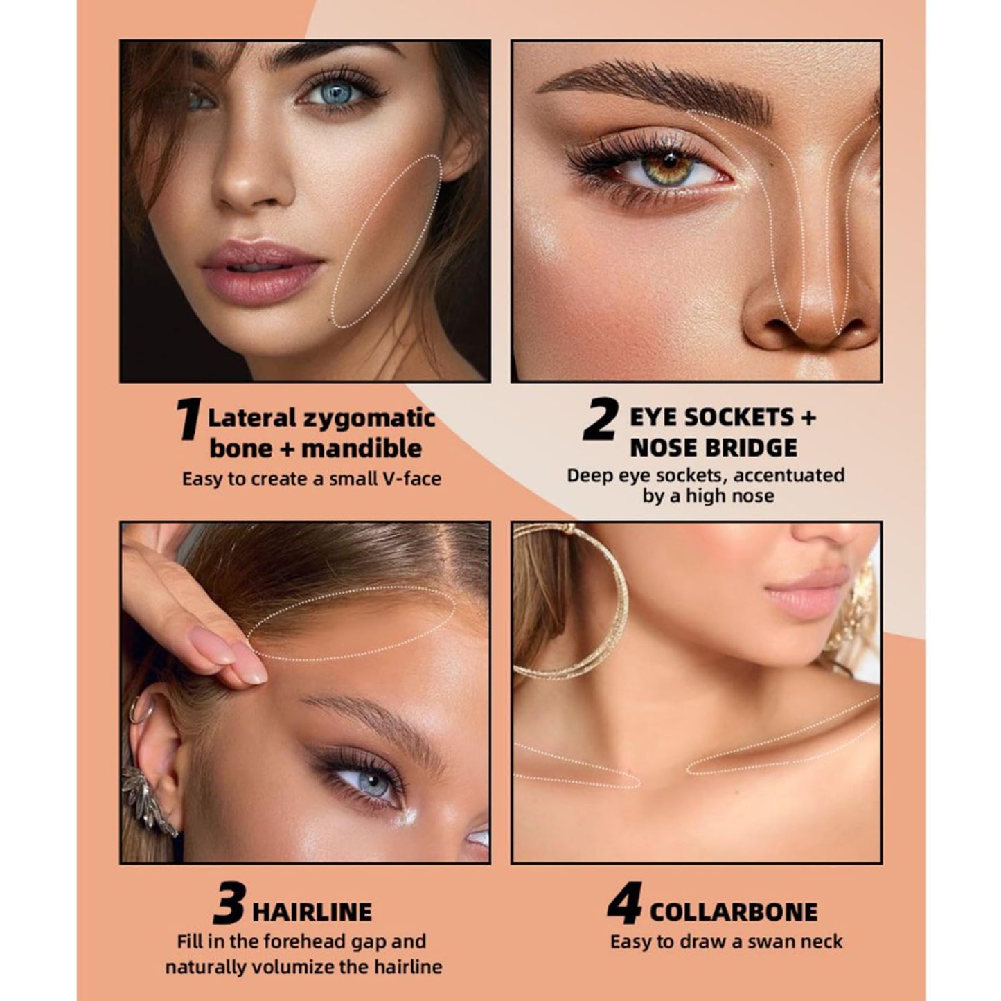 Professional Makeup Cream Contour Palette, Joyeee 8 Colours Concearler Full Coverage & Makeup Brush Set Contour Concearler Palette Contouring Face Make Up Gift for Women Girls