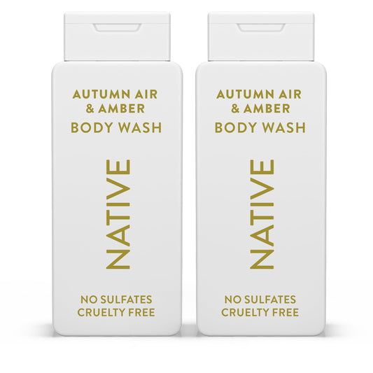 Native Body Wash with Naturally Derived Ingredients – Autumn Air & Amber – Sulfate & Paraben Free – For Women & Men – Skin‑Loving Cleanser – 18 oz (2‑Pack)