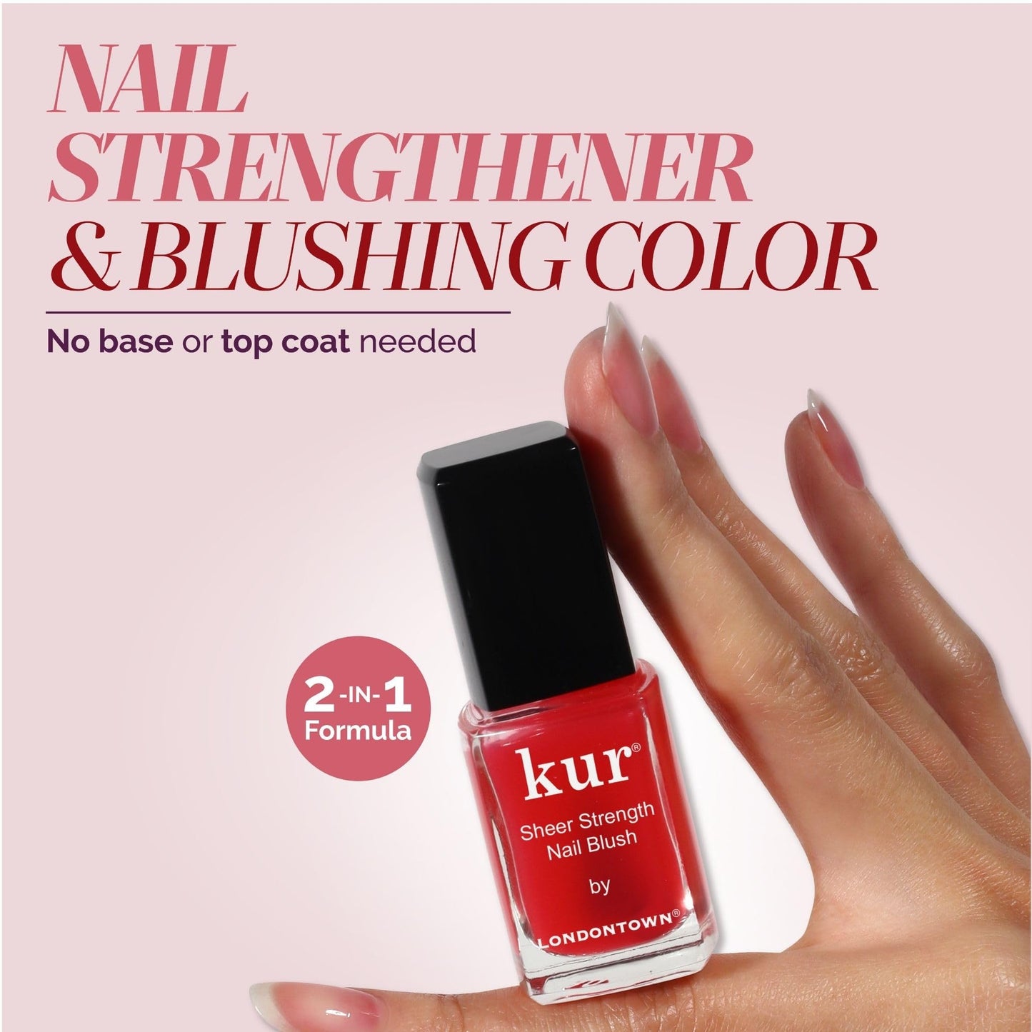 LONDONTOWN Sheer Strength Nail Blush - 2-in-1 Tinted Nail Hardener Strengthening Treatment With Jelly Finish, Poppy, 0.40fl oz
