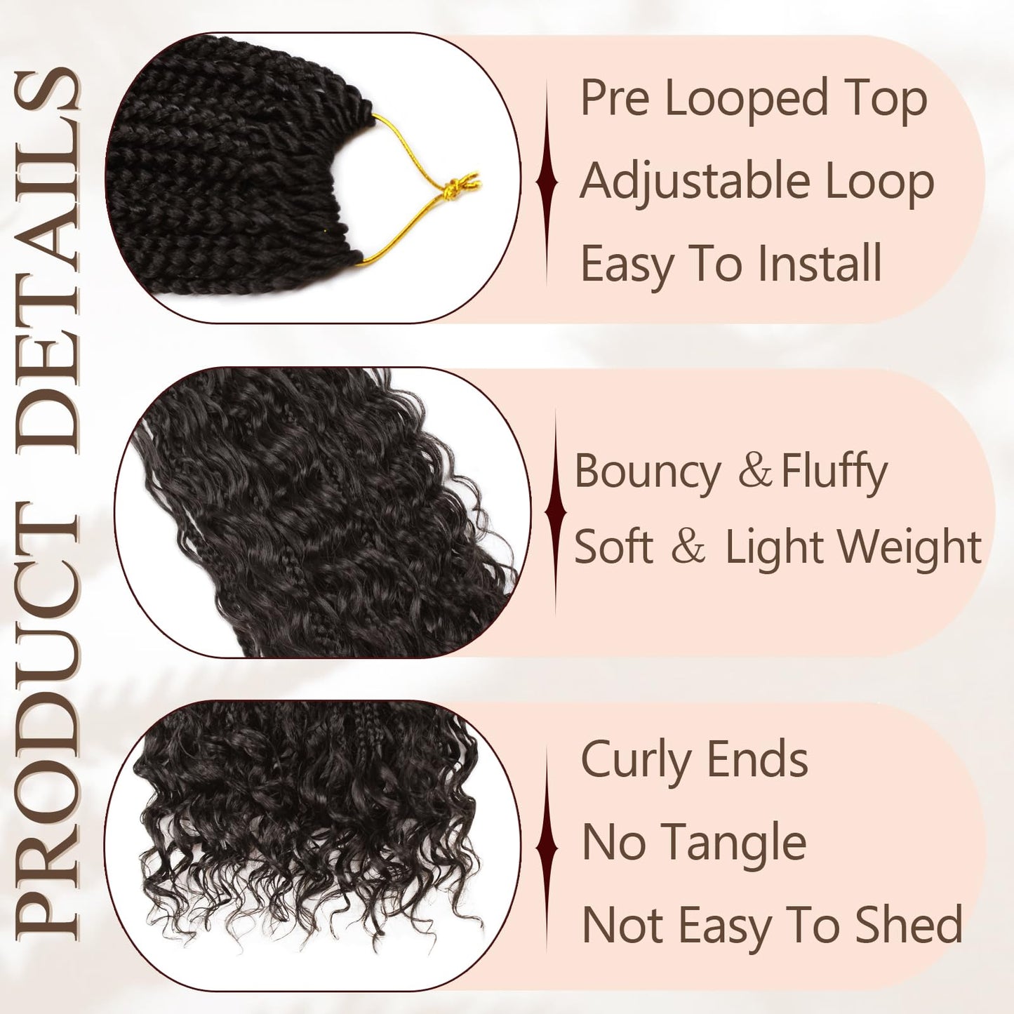 Vustbeauty 9 Packs Boho Box Braids Crochet Hair 24 Inch Goddess Box Braids Crochet Hair With Curly Ends Synthetic Bohemian Braids Hair Extension For Women (24inch, OT30)