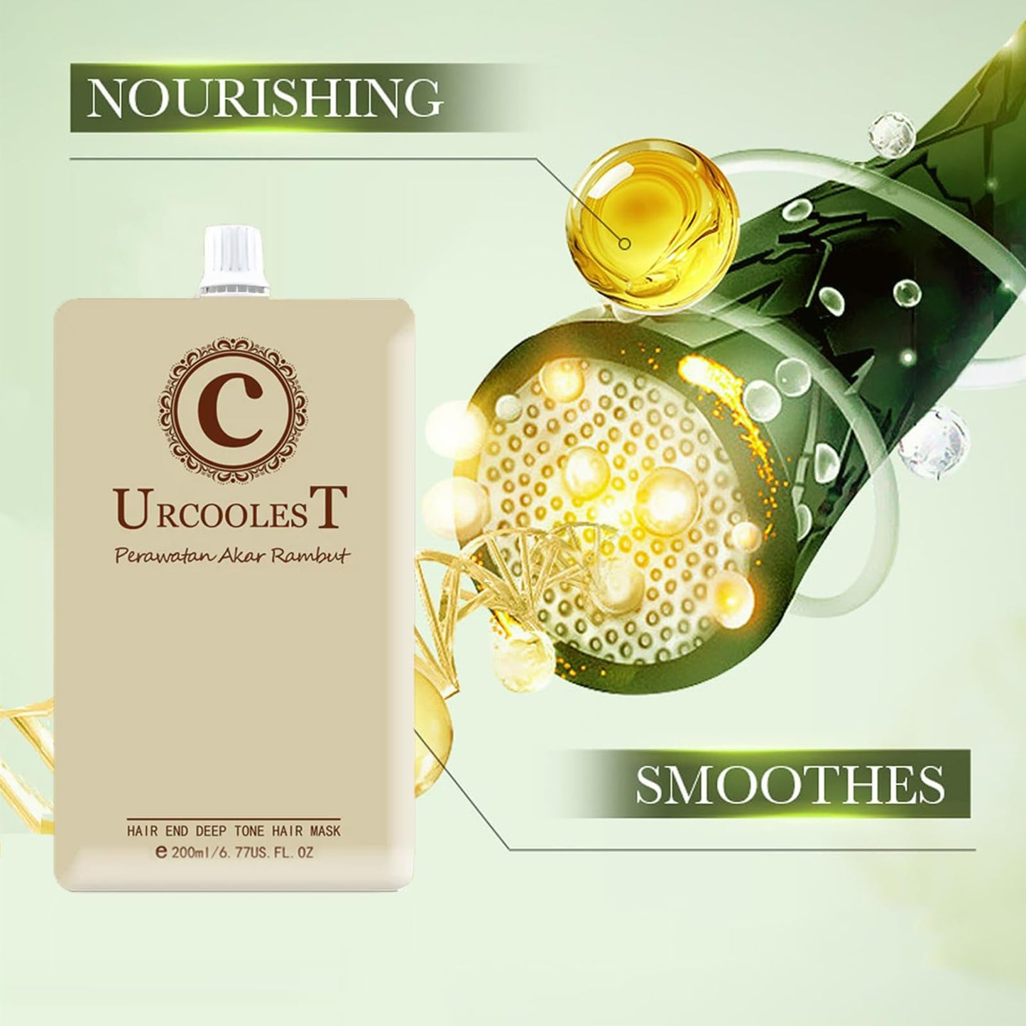 URCOOLEST Magical Hair Mask, Collagen Hair Mask, 200ml, Molecular Repair Advanced Molecular Deep Conditioning for Treatment Softness Hydration Shine, 1Pcs