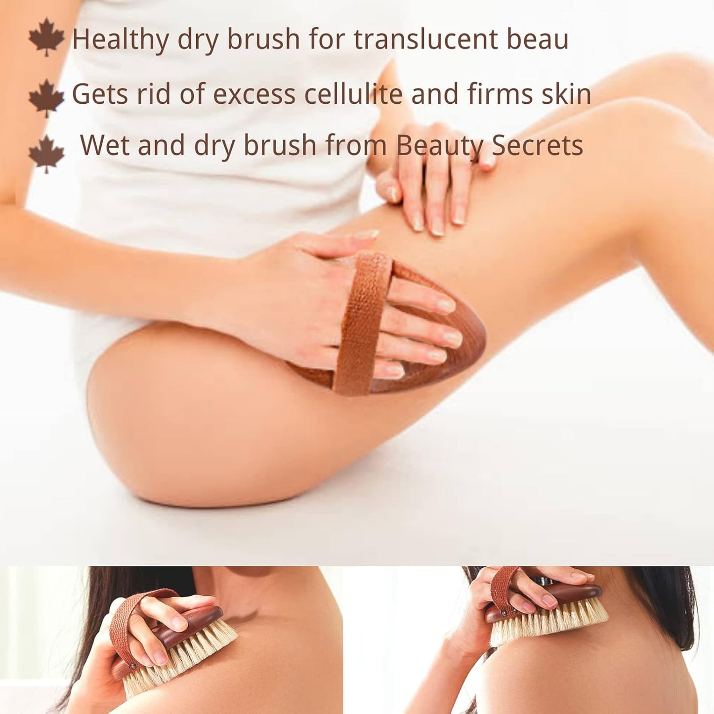 Premium Dry Brushing Body Brush - Exfoliating Shower Brush for Glowing Skin | Portable Dry/Wet Exfoliator for Silky Smooth Results