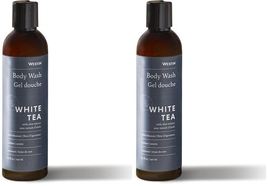 Westin White Tea Aloe Body Wash - Hydrating Bath and Shower Gel with Signature White Tea Aloe Scent - 8 ounces (Pack of 2)