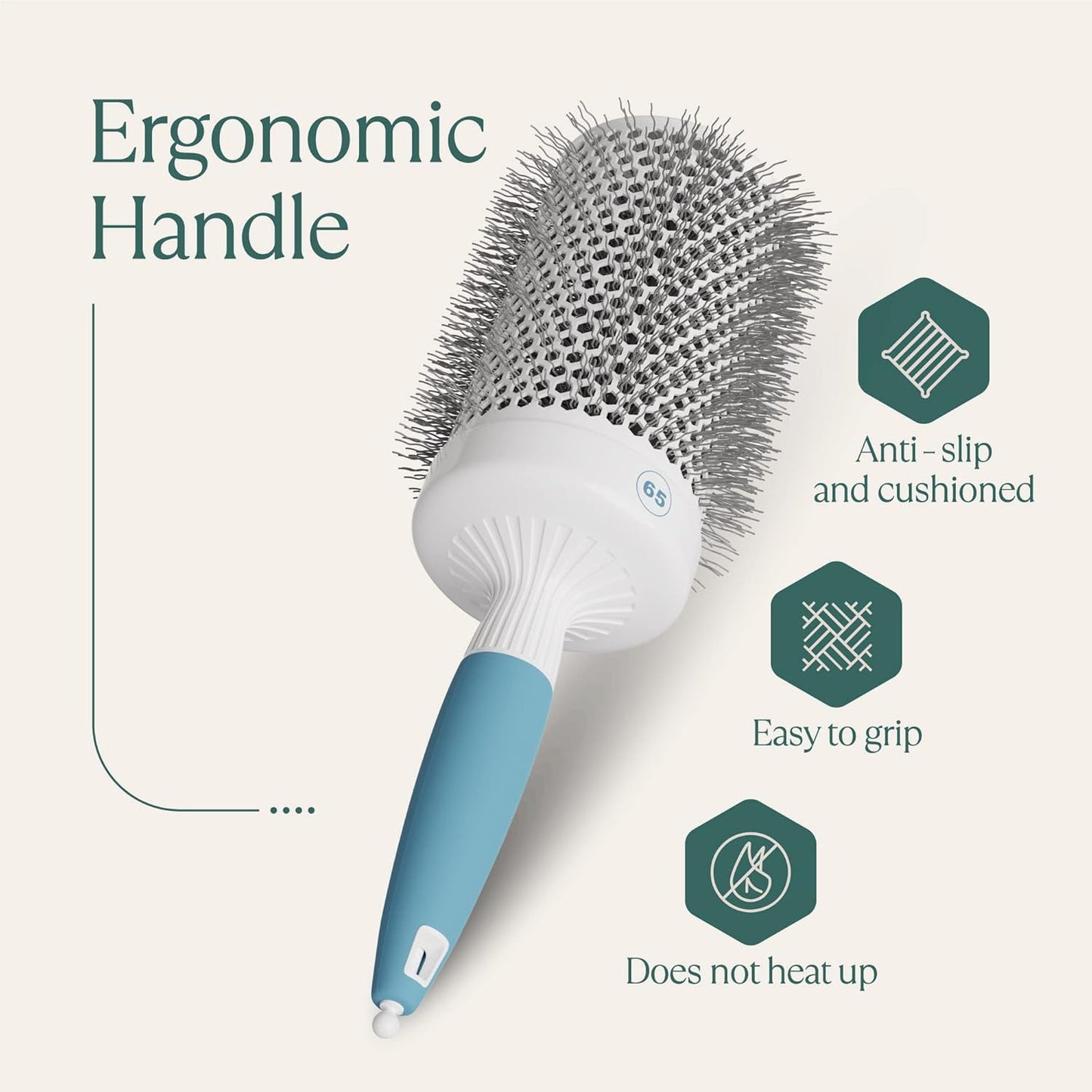 Round Brush for Blow Drying - Extra Large Ceramic Ion Thermal Barrel for Maximum Volume | Lightweight Hair Brush (Bristle 3.4 in, Barrel 2.5 in)