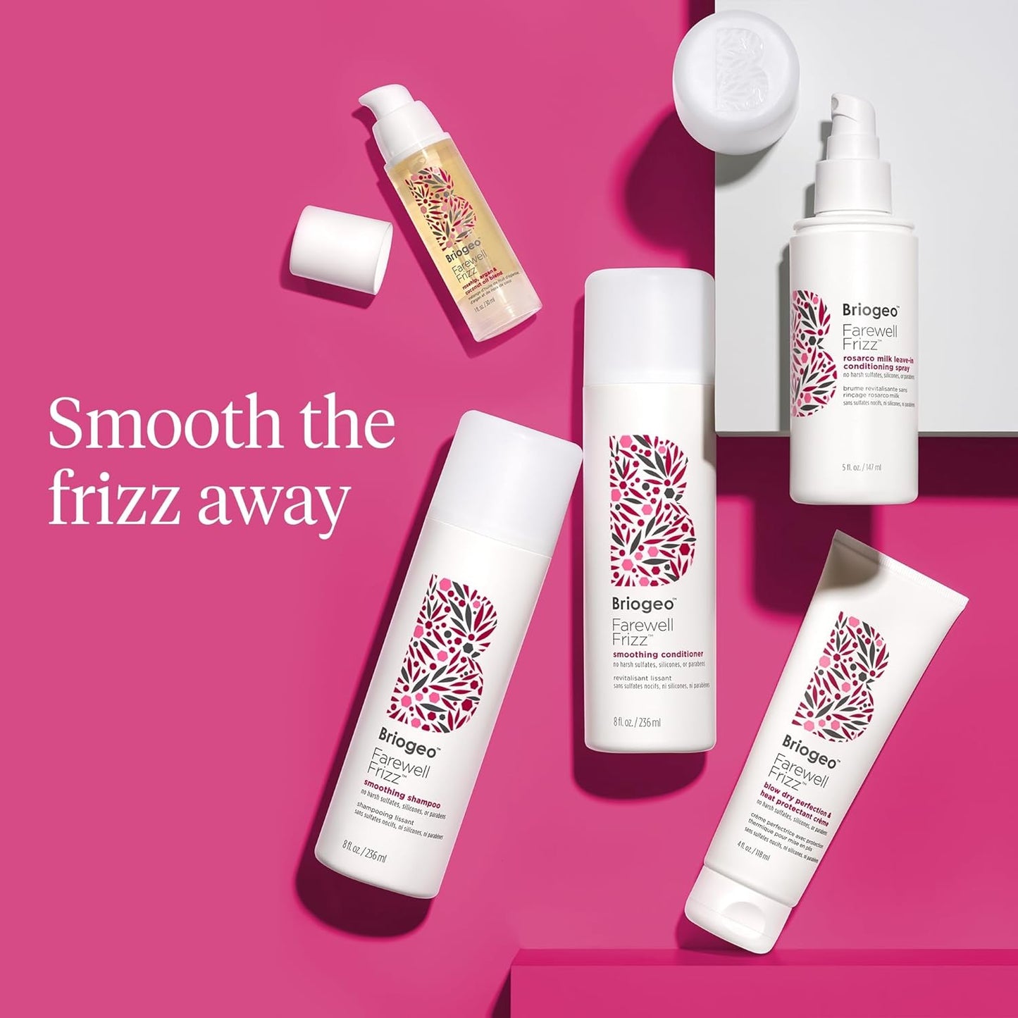 Briogeo Farewell Frizz Smoothing Shampoo - Sulfate-Free Frizz Control, Hydration & Shine | Vegan, 12 oz