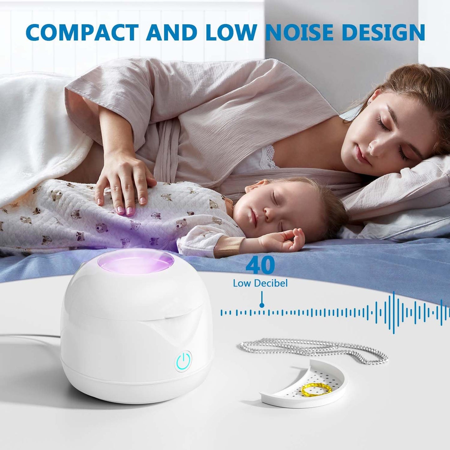 Hoffeins Ultrasonic Retainer Cleaner Machine 45kHz 200ml Portable Ultra Sonic Retainer Cleaner for Dental Retainer Mouth Guards Aligner Night Guard Braces Toothbrush Jewelry