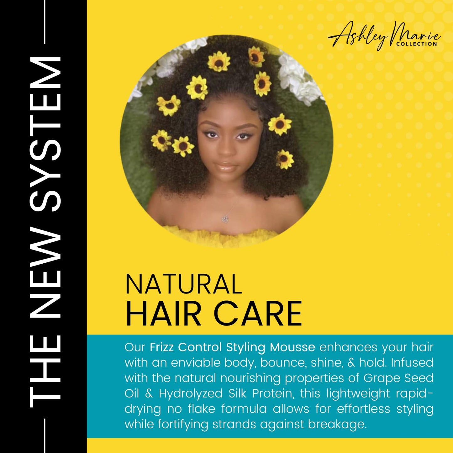 The Hair Diagram - Ashley Marie Styling Mousse with Frizz Control - Natural Ingredients - Volumizing & Moisturizing Curly Hair Mousse - Quick Dry, No Flake - Color Safe - Paraben & Sulfate Free - 7oz