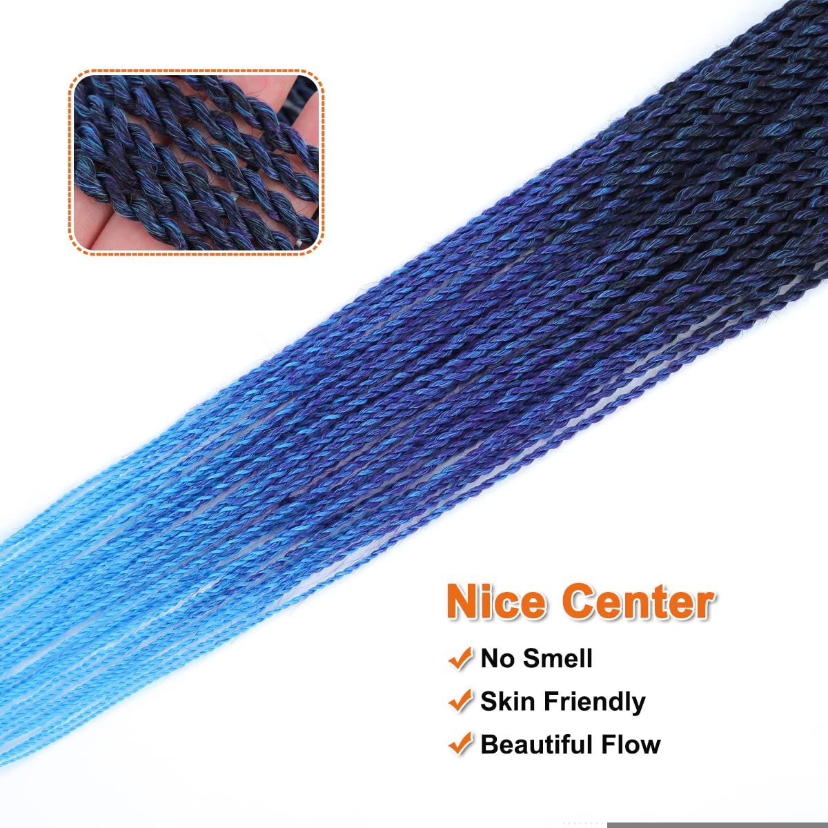 NAYOO Crochet Hair Senegalese Twist, 28 Inch 8 Packs Small Crochet Hair, 35 Strands/Pack Crochet Braids Hair for Black Women, Crochet Twist Hair Hot Water Setting (28 Inch, 1B/Purple/Blue)