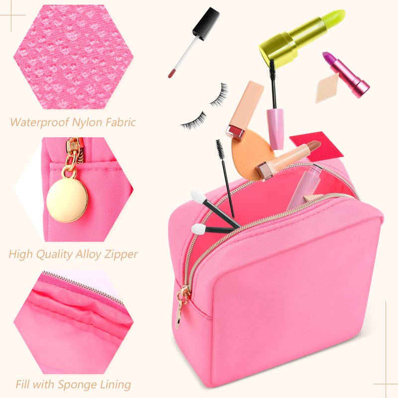 Kacctyen 12 Pcs Mini Makeup Bag Nylon Small Pouch for Purse Mini Square Nylon Pouch with Zipper Small Cosmetic Travel Makeup Bag Purse Organizer for Women(Fresh Color,Regular)