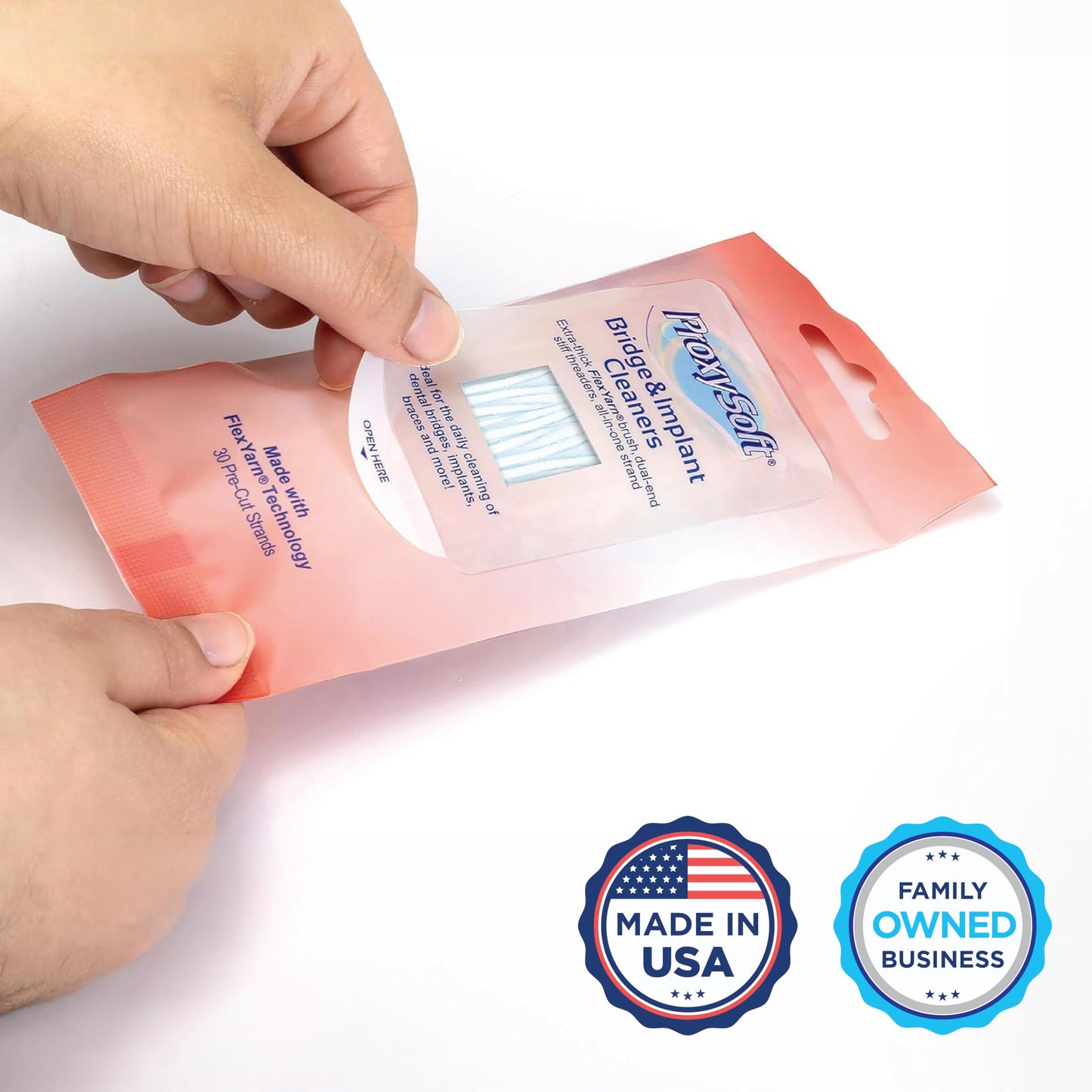 Proxysoft Dental Floss for Bridges and Implants 2 Packs - Floss Threaders for Bridges, Dental Implants, Braces with Extra-Thick Proxy Brush for Optimal Oral Hygiene -Teeth Bridge and Implant Cleaners