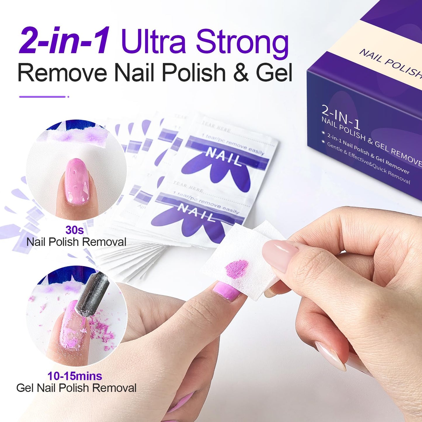 JODSONE Acetone Nail Polish Remover Pads