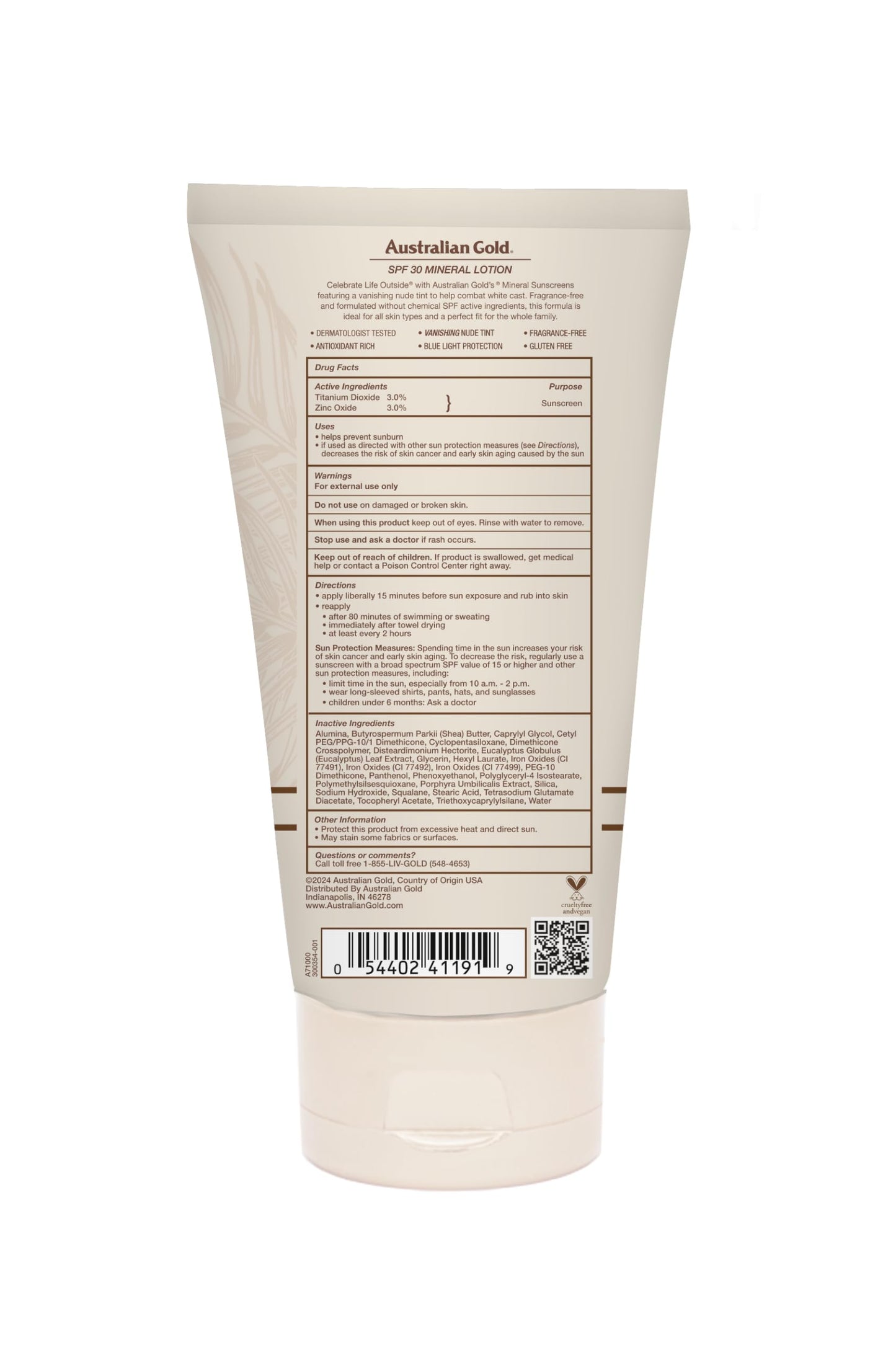 Australian Gold Mineral Tinted Sunscreen, Broad Spectrum, Gentle Protection for All Skin Tones