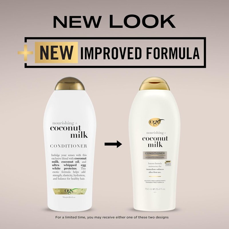 OGX Nourishing Coconut Milk Conditioner - Hydrating & Restoring Formula for Soft Hair | 25.4 fl. oz (Pack of 2)