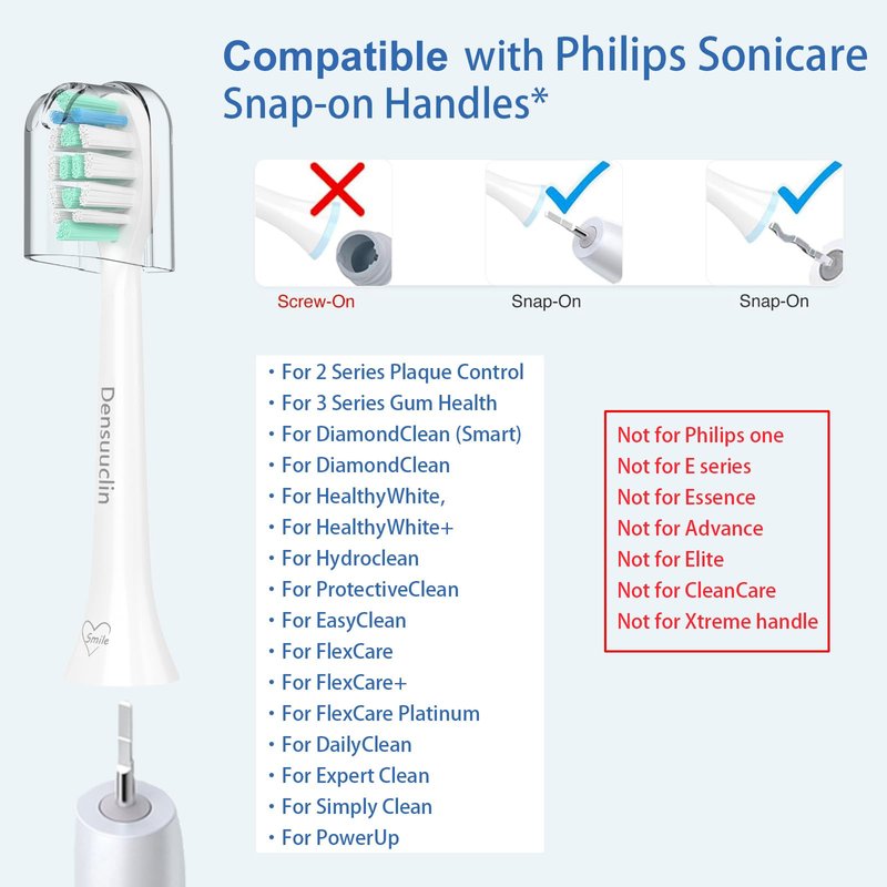 Replacement Toothbrush Heads for Philips Sonicare Replacement Heads, Replacement Brush Head Compatible with Phillips Sonicare Electric Toothbrush, 6 Pack