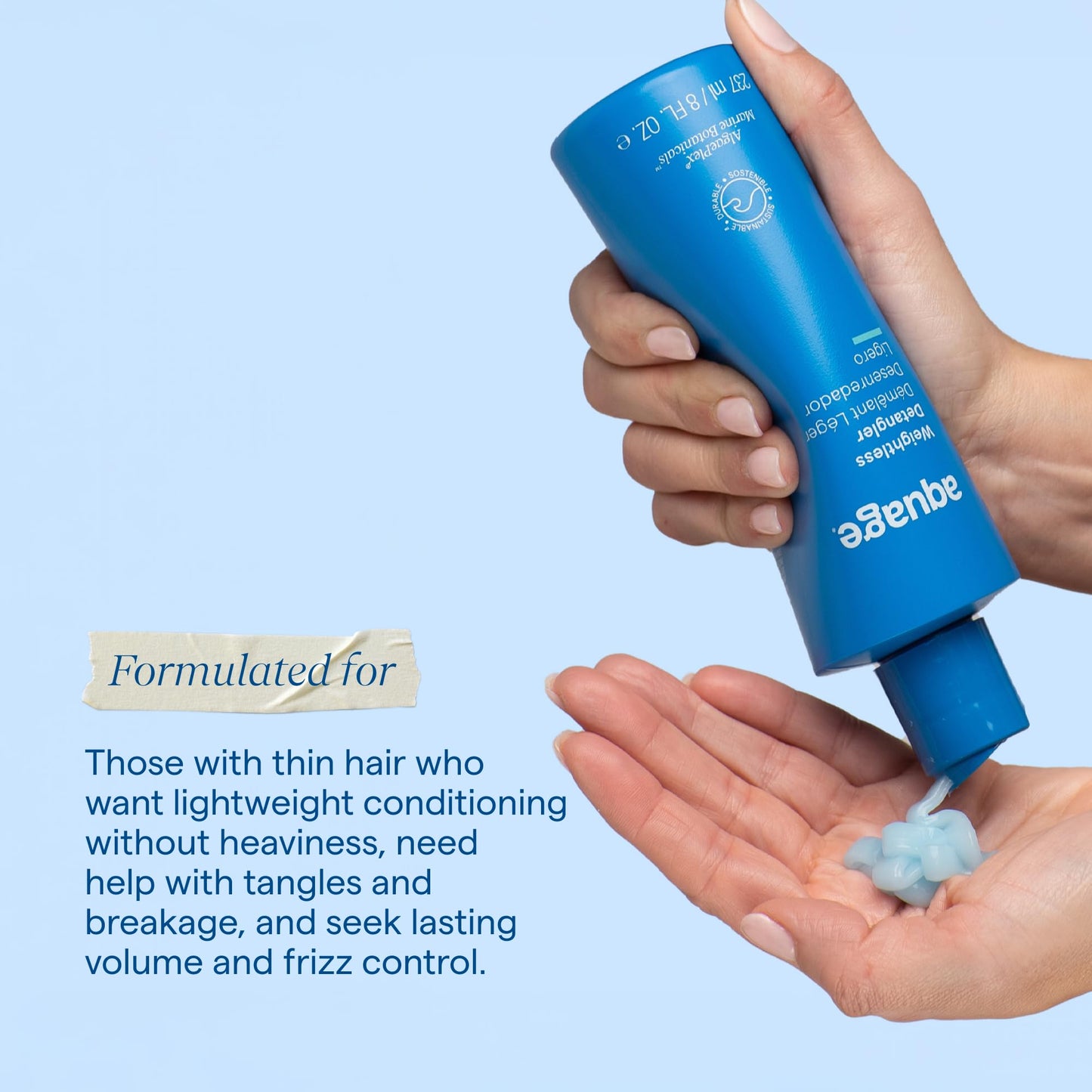 Aquage Weightless Detangler - Detangling Conditioner for Women - Provides Lightweight Hair Hydration & Removes Tangles - Enhances Volume and Shine for Fine, Thin Hair (8 oz)