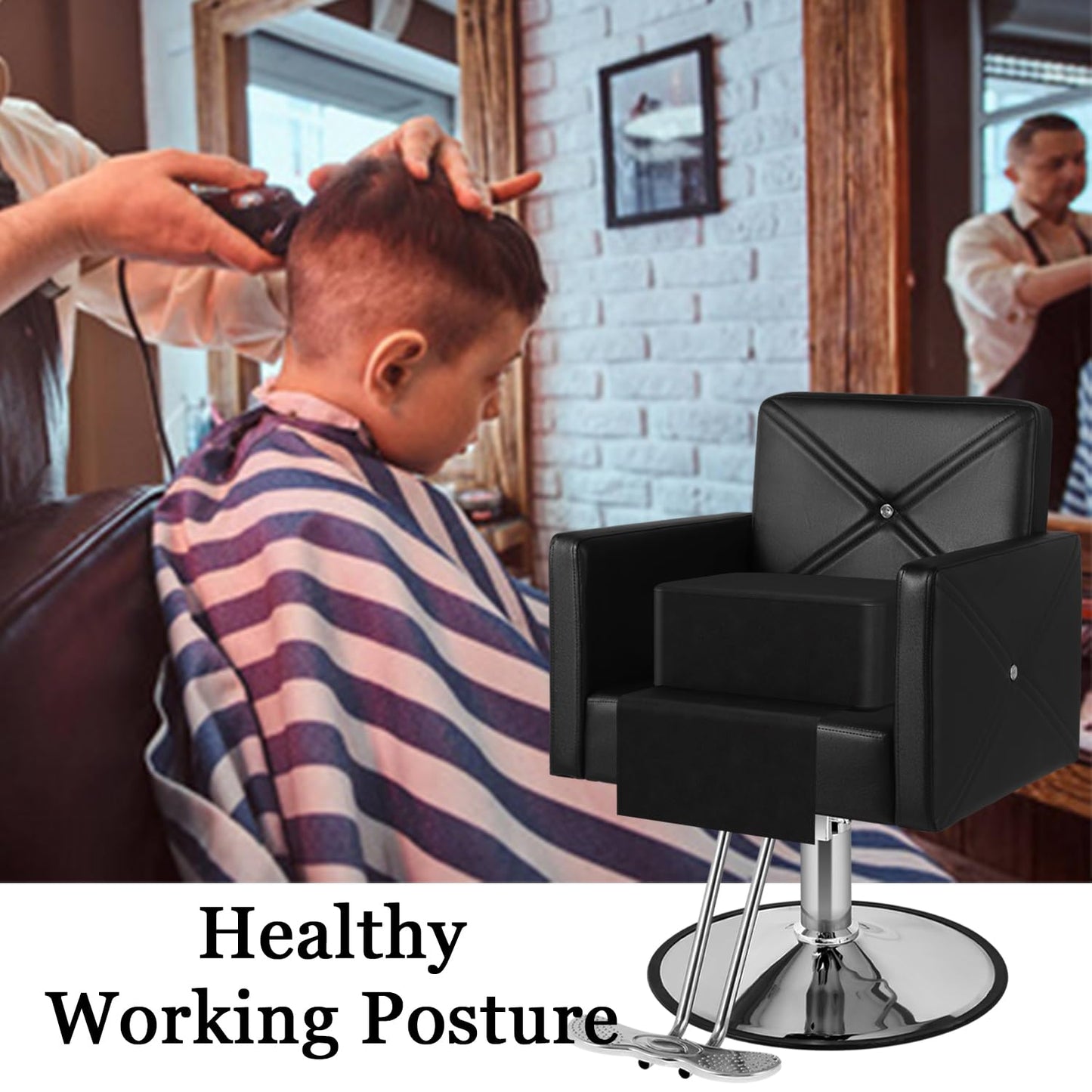 MIMWOW Salon Booster Seat for Kids, Barber Booster Seat for Salon Chair Hair Stylist, Multifunctional Booster Seat, Beauty Salon Spa Equipment, Medium Size, Black