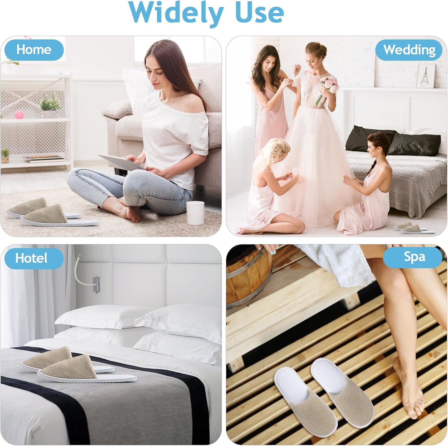 Disposable Spa Slippers - Grey Closed Toe Non-Slip Coral Fleece | 12 Pairs for Hotels & Home Use