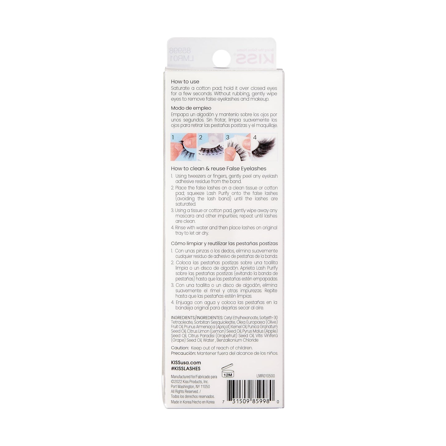 KISS Lash Purify Eye Makeup Remover & False Eyelash Cleanser/Conditioner, Gentle 3-in-1 Formula Removes Lash Glue & Waterproof Makeup, Net Wt. 50 ml (1.69 US fl. oz.) (Pack of 2)