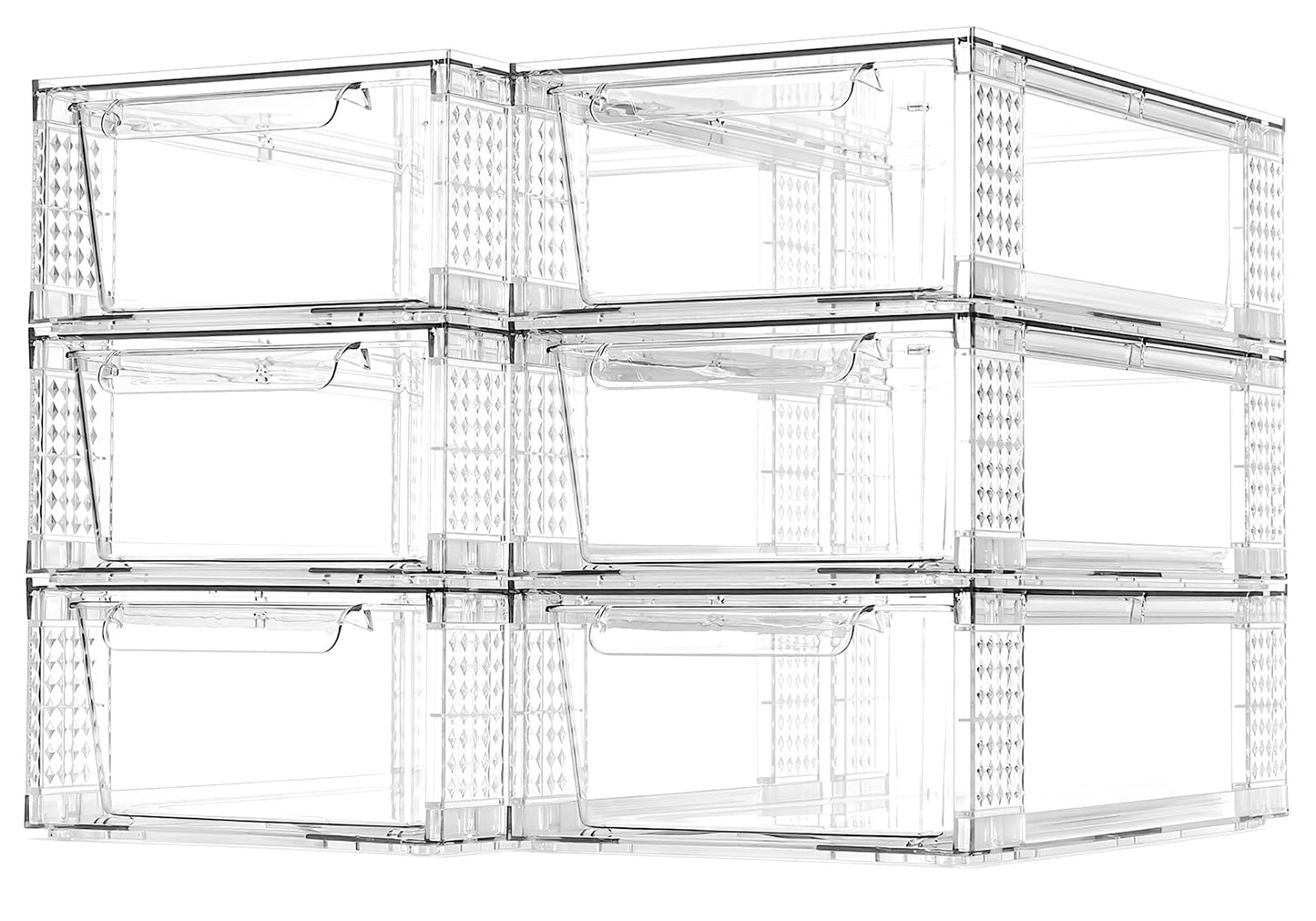Zero Zoo 4 Pack Clear Stackable Storage Drawers, 3.95" H Easily Assemble Acrylic Organizer Bins - Multi-Use for Make up, Closet, Pantry, Bathroom, Medicine, Kitchen Cabinet & Undersink Organization