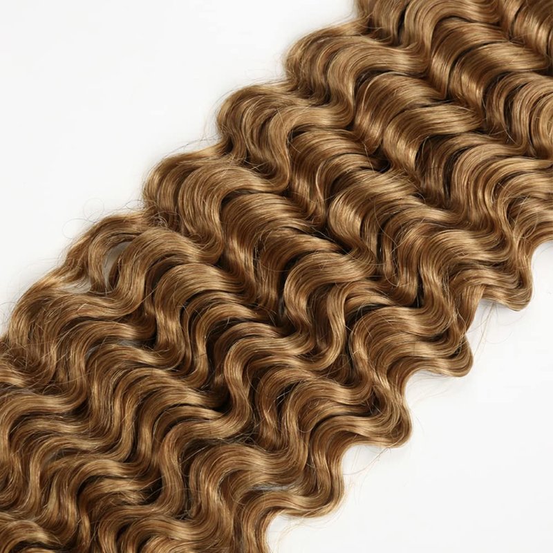Yubelanis Color 27 Human Hair Bundles 08 10 12 Inch Deep Wave Bundles Human Hair 12A Unprocessed Virgin Raw Quick Weave Hair for Black Women Honey Blonde