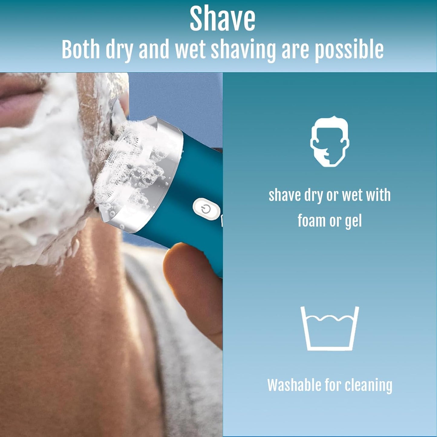Mini Electric Razor - Wet & Dry Shaver for Men & Women | 30-Day Battery Life, Travel Size, Blue